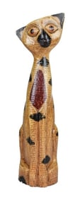 Retro Hand Carved Hand Painted Cat Statue