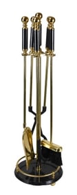 Brass & Marble Base & Handle Fire Place Tool Set