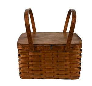 Vintage Woven Picnic Basket w Tray