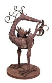 Wrought Iron Abstract Garden Sculpture of Heron