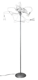 Modern Chrome Tone Metal Floor Lamp 10 Lights