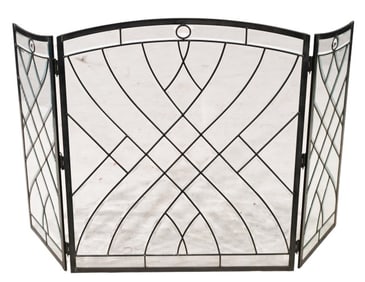 Dagan Wrought Iron Glass Panel Fireplace Screen