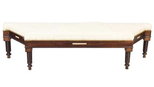Antique Italian Rosewood Trapezoidal Inlaid Bench