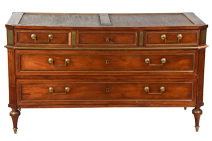 Antique Louis XVI 5 Drawer Chest w Brass Fittings