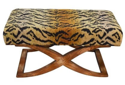 Lewis & Sheron Tiger Stripe Upholstered Ottoman