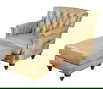 Chesterfield Style Leather Club Chair w/ Ottoman