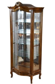 Vintage French Carved Curio Cabinet w Lighting
