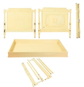 Gustavian Antique Hand Painted Bed Frame w Drawer