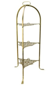 Antique 3 Tier Reticulated Brass Etagere
