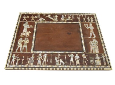 Vintage MOP Inlaid Egyptian Revival Carved Frame
