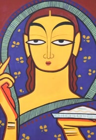 After Jamini Roy Acrylic Painting Portrait