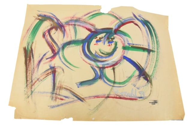 William Ronald Signed Tempera Abstract Painting (1 of 7)