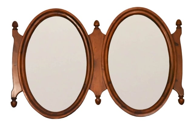 Victorian Style Carved Mahogany Two Panel Mirror (1 of 8)
