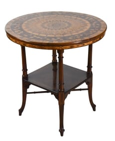 Antique Irish Circular Marquetry Side Table