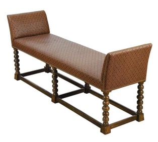 Jacobean Style Carved Barley Twist Legs Bench