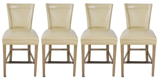 Mid Century Custom Leather Upholstered Bar Chairs