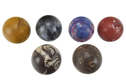 6 Vintage Duck Pin Bowling Balls