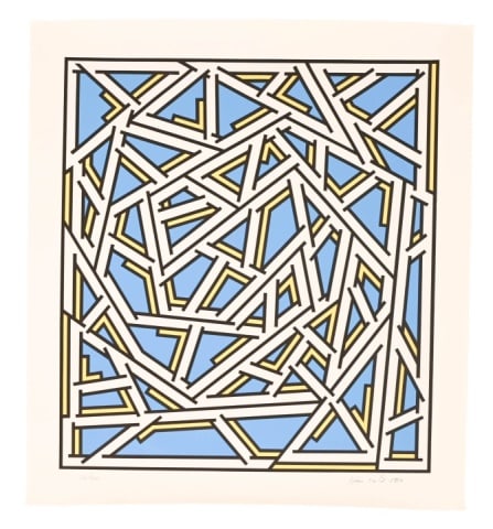 Nicholas Krushenick Signed & Numbered Screen Print: Nicholas Krushenick, American 1929-1999, Signed, Dated 1980 and Numbered 125/300 Optical Art Screen Print Unframed. Measures 39 inches x 34 inches.