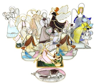 Collection Stained Glass Angel Statues Mounted