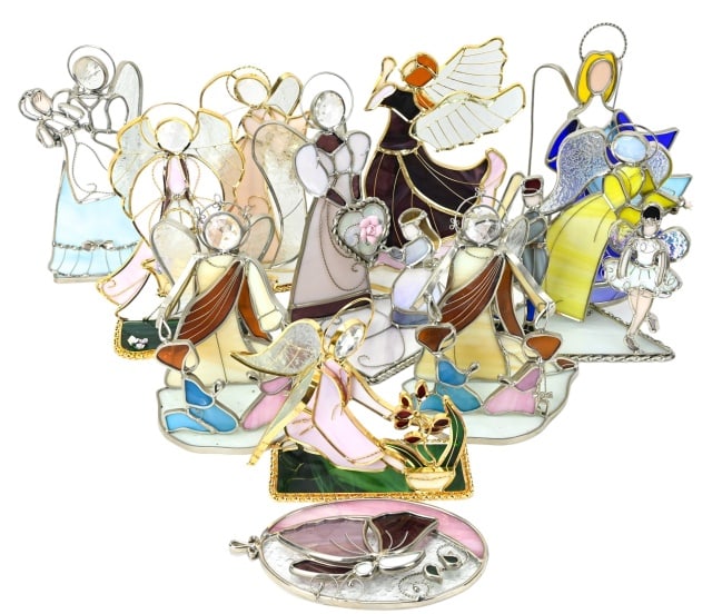 Collection Stained Glass Angel Statues Mounted (1 of 10)