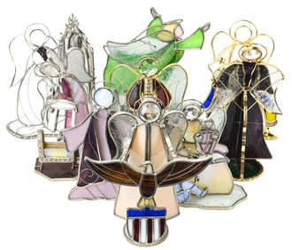 Collection Stained Glass Angel Statues Mounted