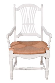 Vintage Beechwood Wheat Back Rush Seat Armchair
