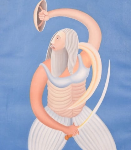 After Manjit Bawa Untitled Painting Sikh Warrior (1 of 11)