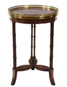Mahogany Faux Bamboo Galleried Top Side Table
