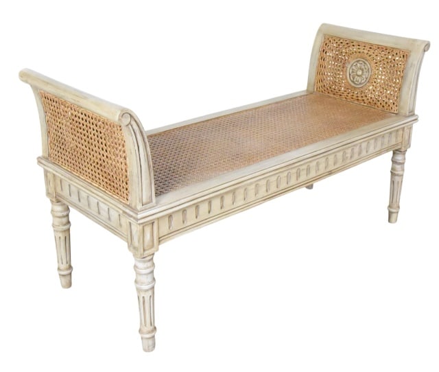 Swedish Style Carved Distressed Painted Bench (1 of 14)