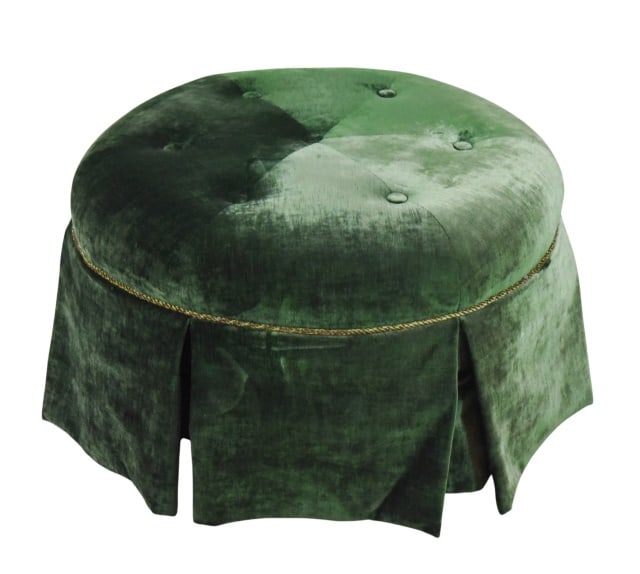 Round Tufted Custom Velvet Upholstered Ottoman (1 of 8)