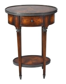 Two Tier Hand Carved Mahogany Oval Side Table