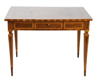 Antique Italian Intricate Geometric Inlay Table