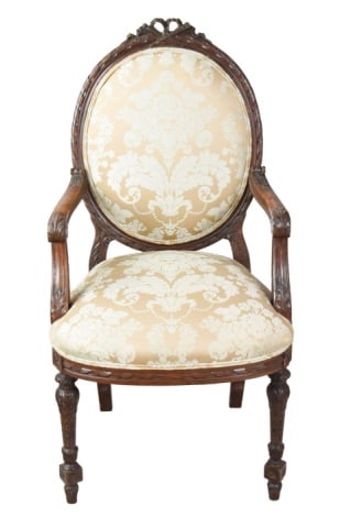 Louis XVI Style Upholstered Balloon Back Armchair (1 of 13)