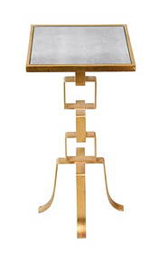 Brass Telescoping Side Table Distressed Mirror Top: Brass Telescoping Side Table Distressed Mirror Top.Measures 25 inches x 12 inches x 12 inches.