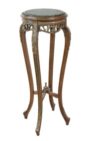Hand Carved Gilt Painted Marble Top Torchere Stand