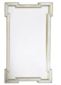 Art Deco Multi Panel Distressed Glass Wall Mirror