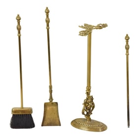 Regency Style Brass Fireplace Tools