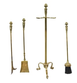 Regency Style Brass Fireplace Tools