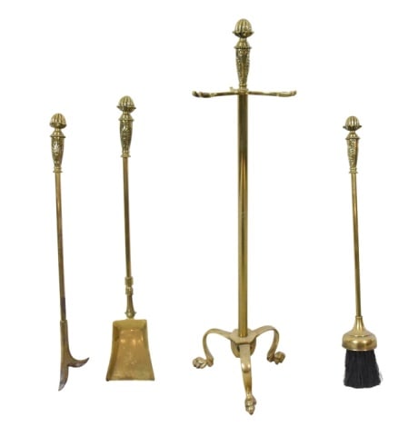 Regency Style Brass Fireplace Tools (1 of 10)