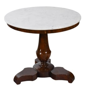 19th Century Hand Carved Round Marble Top Table