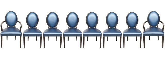 8 Wenge Wood Biedermeier Upholstered Dining Chair