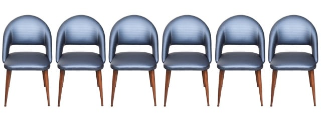 6 Modernist Club Style Upholstered Dining Chairs