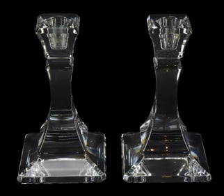Pair Tiffany Crystal Candlesticks