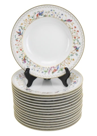 16 Tiffany & Co Limoges Audubon Soup Plate Sets: 16 Tiffany & Co Limoges Audubon Soup Plate Sets includes Bowl and Under Plate / Lunch Plate. Lunch plate measures 9 inches in diameter.