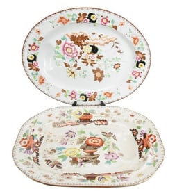 2 Antique English Ironstone Chinoisserie Platters