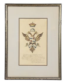18th C Color Engraving Fielding Family Crest
