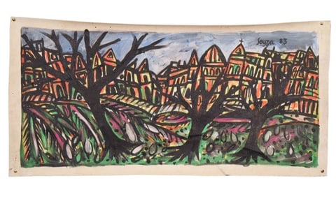 Francis Newton Souza Oil Painting on Canvas City