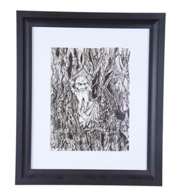 Gustavo Adolfo Ink Drawing Expressionist Portrait