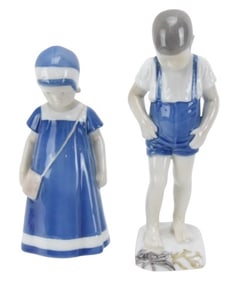 2 Bing & Grondahl Denmark Porcelain Statues Child