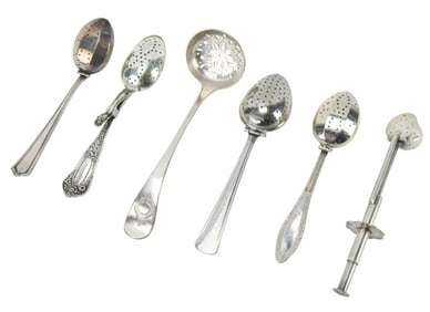 6 Antique Tea Strainers with Handles